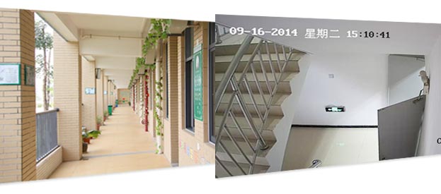 学生宿舍楼层通道、安全楼梯口高清监控